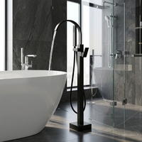 Robinet de sol pour salle de bain de style deluxe-or rose Robinet de sol Base Bassin Robinet de baignoire indépendant