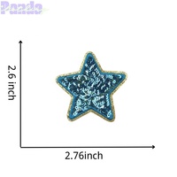 Parche de estrella de hierro de 2,6 pulgadas hecho a mano, borde brillante de alta calidad, bordado de lentejuelas para ropa vaquera o sombreros