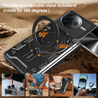 Coque de protection pour Redmi A5 A3 A1 K80 K50 Note 14 13 12 11 10 9 Pro Plus 4G 5G avec support d'anneau et protecteur de glissière d'appareil photo