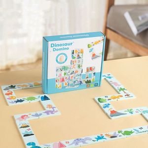 Juguete de Actividades para Niños, Bloques de Construcción para el Pensamiento Lógico, Regalo, Dominó de Dinosaurios de Madera, Juego de Rompecabezas - Product Image 3