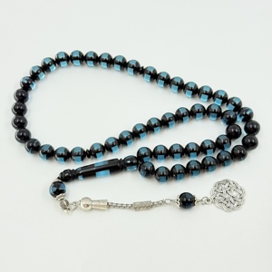 Perline di preghiera musulmane in resina nera da 10 mm, 51 pezzi, braccialetto Tasbih islamico, rosario Imam Sobha Kir per piscina - Product Image 1