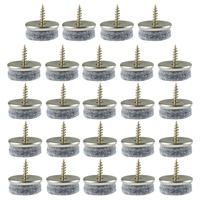 24 patins en feutre dur gris de 24 mm de diamètre, à visser, pour pieds de chaise en métal