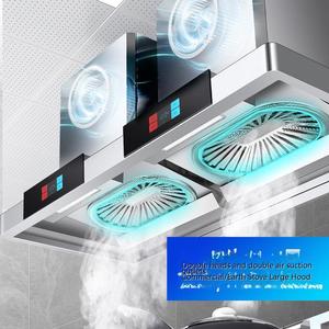 Kommerzielle Wandmontierte 1,5 m Doppelkopf-Dunstabzugshaube mit Variabler Frequenz, 1600 W, 68 m³/min, Klasse A++, Lüftungssystem, Stahlkonstruktion - Product Image 2