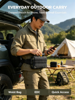 Sac banane tactique noir Molle en polyester, pochette utilitaire carrée pour ceinture, idéal pour EDC, chasse, camping, cyclisme
