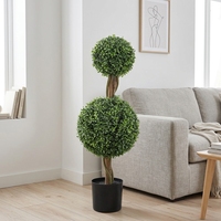 Arbre topiaire artificiel Aglaia à double boule, 90 cm de haut, quatre branches, plante verte artificielle en pot, décoration pour la maison, le bureau, le jardin, le porche, les mariages