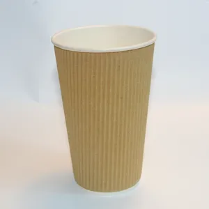 2024 Ecofriendly Products Factory Price Ripple Double Wall Coffee Cup Paper Coffee Cups