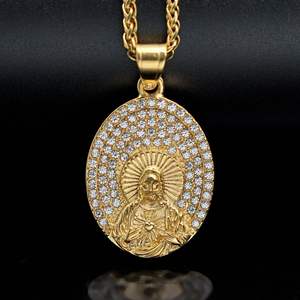 Hip Hop Cruz Jesús CZ Religioso Anti No deslustre Jesús Pvd Acero inoxidable Joyería de moda Colgantes Collares para hombres Rapero - Product Image 2