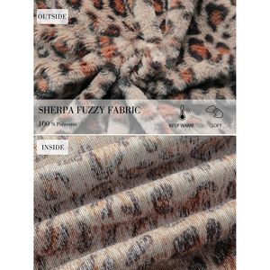 FOXA Sweat à capuche zippé en sherpa duveteux pour femme, veste d'hiver confortable à blocs de couleur avec poches et manches tombantes - Product Image 3
