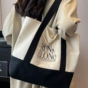 Bolso de mano de lona de algodón orgánico reciclado impreso personalizado bolso de compras de algodón de lona reutilizable grande liso con logotipo - Product Image 3