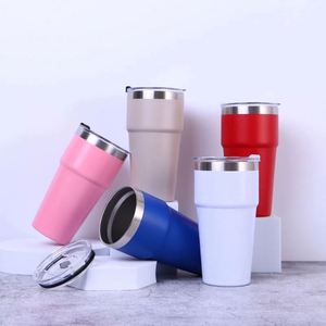 Custom Logo Reusable Double Wall Vacuum Custom Tumbler Powder Coated <b>18</b>/8 Stainless Steel 30oz Tumbler with Lid - Product Image 1