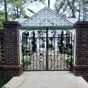 <span class=keywords><strong>Puerta</strong></span> de hierro forjado con parte superior arqueada vintage, acabado desgastado con motivos botánicos para un ambiente de <span class=keywords><strong>jardín</strong></span> romántico - Product Image 5