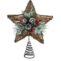 28 cm Natürlicher Stern als Baumspitze mit 20 Warmweißen LED-Lichtern Weihnachtsbaum-Spitzenstern Weihnachtsdekoration