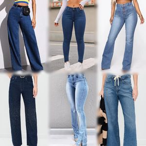 热销女式高腰直筒裤休闲弹力牛仔裤随机发货 - Product Image 2