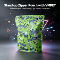 Sachet refermable personnalisé anti-odeur en PET, VMPET, PE, Mylar, motif graffiti dessin animé vibrant, avec fermeture éclair pour bonbons, snacks et aliments