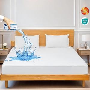 Oeko-Tex Jiasi 100% コットンニットマットレスパッドプリント防水ベッドカバーフルサイズマットレスプロテクタープレーン工場サプライヤー - Product Image 1