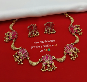Ensemble de collier fini en or mat Minakari en cuivre avec ensemble de collier fait main conçu à la mode à vendre par les exportateurs - Product Image 2