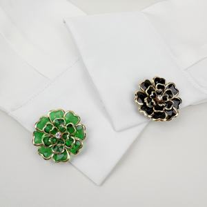 2025新しいトレンド高品質大サイズラインストーン花型シャツボタンカバーマルチカラーノベルティカフリンクスギフトエンゲージメント - Product Image 2