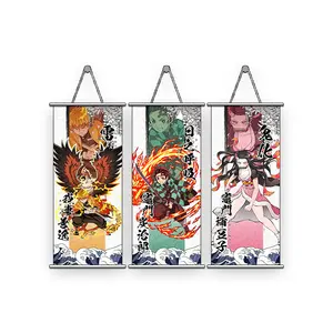 HUAYI Anime 74x35cm Jujutsu Kaisen Demon Slayer Game Genshin Impact Print Wall Poster défilement photos suspendues