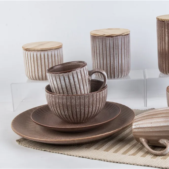 Couverts de service de table en céramique, 24 pièces, Style nordique, vaisselle en porcelaine mate