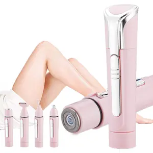 Thuis Persoonlijk Gebruik Elektrische Batterij Roze Haar Remover Epilator Facial Ontharing 4 In 1