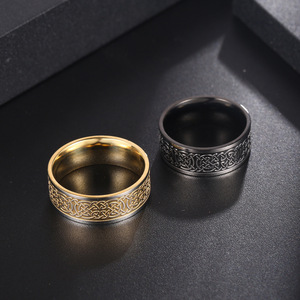 Cross Border <b>Ring</b> Black Gold <b>Silver</b> Woven Pattern Men's Hip Hop Jewelry SA1133 - Product Image 2