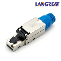 Cat8 STP Shielded RJ45 Toolless Field Termination Plug 40Gbps 2000MHz Paduan Seng Die Cast 50u Emas T568A T568B OEM