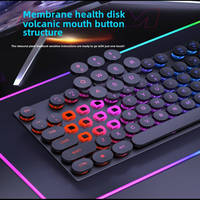 T-WOLF T11 Gaming Wired Keyboard 104 Keys Retro-round Keycaps Gaming LED Keyboard Punk Style Mechanical Feeling Keyboard