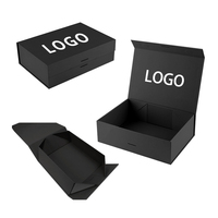 Emballage en carton pliable avec logo personnalisé Boîtes en papier pour chaussures et vêtements Boîte cadeau avec fermeture magnétique à rabat noir et ruban