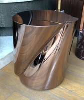 Chinnovation ZY-A-87 #   Table d'appoint/de coin en acier inoxydable de forme minimaliste italienne, finition rose gold brillante, facile à nettoyer