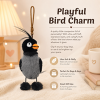 Peluche Puffin à Pompons la plus vendue – Breloque porte-clés fantaisie en forme d'oiseau, coussin de sommeil et cadeau pour filles