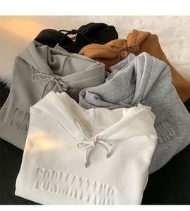 QY122 Custom Thick Baggy Drop Plain Wholesale Streetwear <b>Men's</b> Winter 3D Embossing <b>Pullover</b> Hoodies for Unisex - Product Image 2