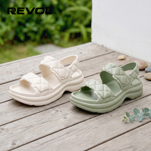 <span class=keywords><strong>Sandali</strong></span> Donna con Zeppa Alta e Cinturini Trapuntati, Simpatici <span class=keywords><strong>Sandali</strong></span> <span class=keywords><strong>Beige</strong></span> Stile Dad con Suola Morbida e Spessa, Scarpe Estive da Spiaggia per Camminare - Product Image 5