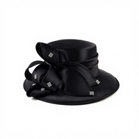 Chapeau haut de forme de luxe pour femme Fascinateur à fleurs pour l'église, fête de mariage, affaires, tissu satiné le plus populaire, chapeau fantaisie formel unique