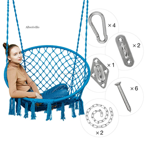 Eco-Friendly Cotton Rope Hammock <b>Chair</b> <b>Macrame</b> <b>Swing</b> Hanging <b>Macrame</b> <b>Swing</b> <b>Chair</b> for Indoor & Outdoor Comfy <b>Swings</b> - Product Image 6
