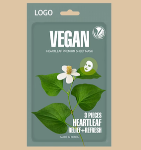 แผ่นมาส์กหน้าวีแกนสารสกัดจากใบหัวใจ ช่วยบำรุงผิวแพ้ง่ายสำหรับผู้หญิง ฟื้นฟูผิวด้วยสมุนไพร ความงามแบบเกาหลี ODM OEM - Product Image 3