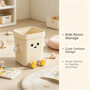 Cartoon Waste <b>Bin</b> Plastic Trash Can With Drawers Desktop Garbage Container for Home <b>Office</b> Bathroom - Product Image 2