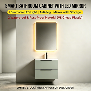 Mueble de Baño Pequeño con Gabinete, Mueble de Madera con Espejo para Baño de Hotel - Product Image 2