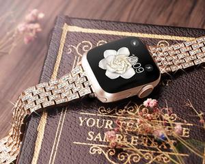 HuaMJ Manchette <span class=keywords><strong>Bracelet</strong></span> <span class=keywords><strong>Bracelet</strong></span> Bling strass <span class=keywords><strong>Bracelet</strong></span> Femmes Glacé Bracelets De Montre En Métal avec Charmes Pour <span class=keywords><strong>Apple</strong></span> <span class=keywords><strong>watch</strong></span> - Product Image 6