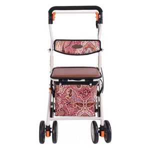 <b>Foldable</b> portable elderly shopping <b>cart</b>, 4 wheels, with seat, for grocery - Product Image 1