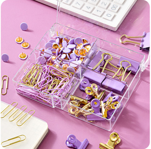 Ellen Brook 1 Caja de Clips Creativos para Encuadernación y Pioneses en Oro y Oro Rosa, Lindos Pioneses en Espiral para Papel, Set Combinado de Oficina con Pioneses y Clips - Product Image 1