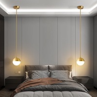 Lustre en verre nordique pour chambre à coucher, salle à manger, îlot, moderne, simple, doré/noir, éclairage d'escalier, entrée, LED, commande tactile
