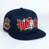 Casquette structurée à calotte haute et visière plate, avec patch en cuir gaufré personnalisé, style Snapback Hip Hop, vente en gros OEM