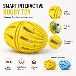 Interactive <b>Dog</b> Rugby Toy Motion Activated Chew <b>Ball</b> Built-in Motor Auto Rolling Teeth Cleaning for Pet Play - Product Image 5