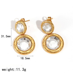 Geometric <b>Stud</b> <b>Earrings</b> With Zircon Stainless Steel For Women Everyday Wear - Product Image 5