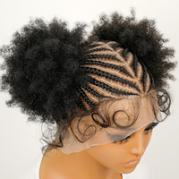 Perruque tressée pour enfants, perruque synthétique à lacets complets, tresses africaines, queue de cheval, dentelle transparente, légère, pour filles
