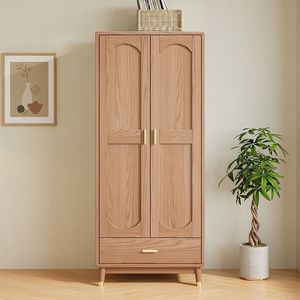 Muebles Rushan, Armario de Madera Maciza de Fresno, Estilo Nórdico, Armario de Almacenamiento para Dormitorio de Doble Puerta, Color Madera Natural, Puerta con Bisagras - Product Image 2