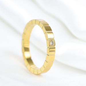 Anillo de Diamantes Geométricos de 3 mm para Mujer, Engaste de Bisel, Acero Inoxidable, Joyería de Moda, Regalo - Product Image 1