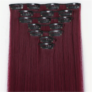 ผมต่อแบบคลิปหนีบ รัสเซียแท้ เกรดพรีเมียม แบบจัดเรียงเส้นผม 99J ตรงแบบหยิกเล็กน้อย สำหรับผู้หญิงผิวขาว ขายส่ง - Product Image 4