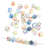 Perles en verre soufflé creuses de 14 mm et 16 mm peintes à la main, rondes et dessinées à la main, pour accessoires de colliers et bracelets DIY