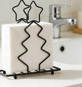 Porta Servilletas de Metal y <span class=keywords><strong>Hierro</strong></span> Personalizado con Diseño de Árbol de Navidad, para Restaurante, Cocina, Comedor, Baño y Hogar - Product Image 1